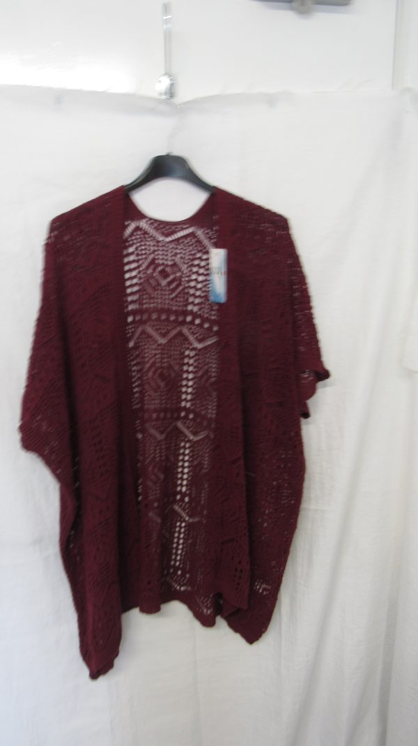 New Ladies Wine Lacy Open Cardigan One Size fits sizes 18 20 22