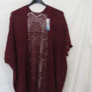 New Ladies Wine Lacy Open Cardigan One Size fits sizes 18 20 22