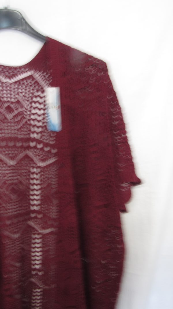 New Ladies Wine Lacy Open Cardigan One Size fits sizes 18 20 22 - Image 3