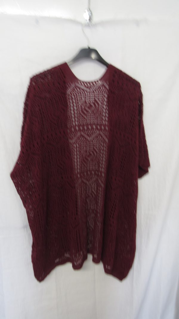 New Ladies Wine Lacy Open Cardigan One Size fits sizes 18 20 22 - Image 5