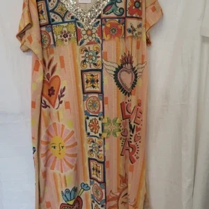 New Ladies Beige Good Things are Happening V Neck Dress One Size fits sizes 14 16 18 20