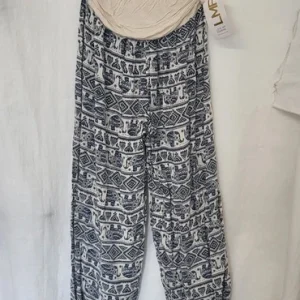 Beige Elephant Print Harem Pants One Size fits sizes 14 16 18 NON RETURNABLE