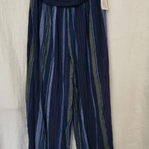 Blue Stripe Print Harem Pants One Size fits sizes 14 16 18 NON RETURNABLE