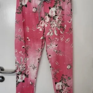 Cerise Pink Floral Joggers Trousers Made in Italy One Size fits sizes 16 18 Non Returnable