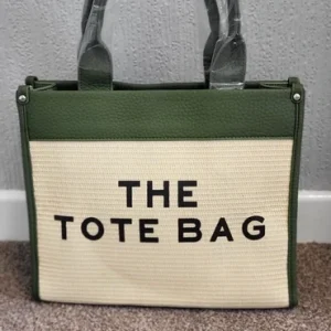New Ladies Green Beige The Tote Bag