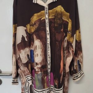 New Ladies Brown Print High Low Shirt One Size fits sizes 18 20 22