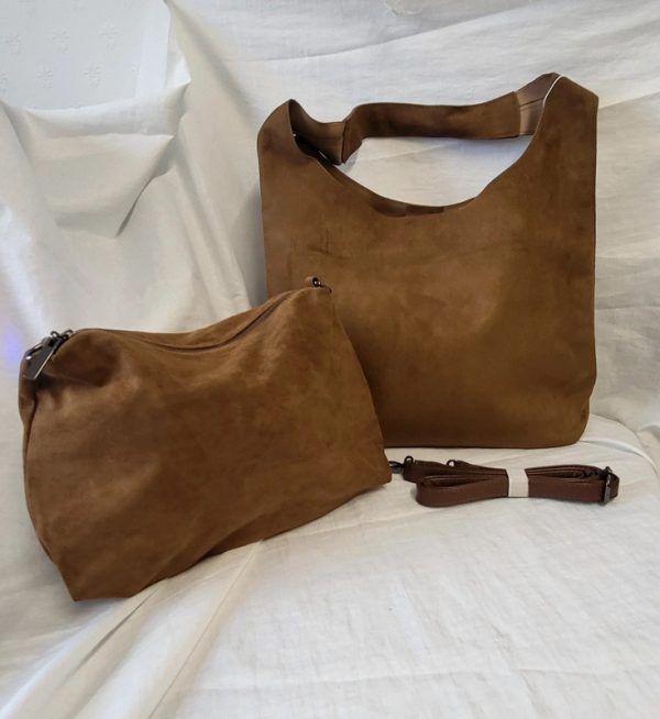 Brown Faux Suede Effect Hobo Bag in a Bag New - Image 3