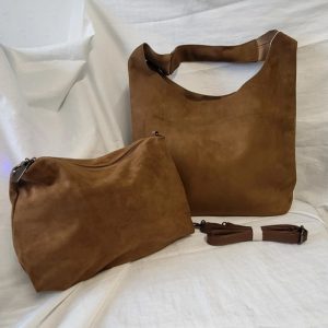 Brown Faux Suede Effect Hobo Bag in a Bag New