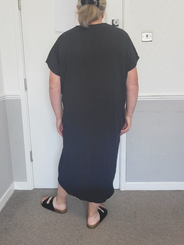 New Ladies V Neck Black Plain Pocket Dress One Size Fits sizes 18 20 22 - Image 9