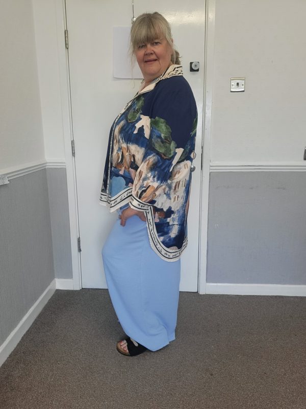 Pale Blue Wide Leg Trousers One size will fit sizes 18 20 22 - Image 10