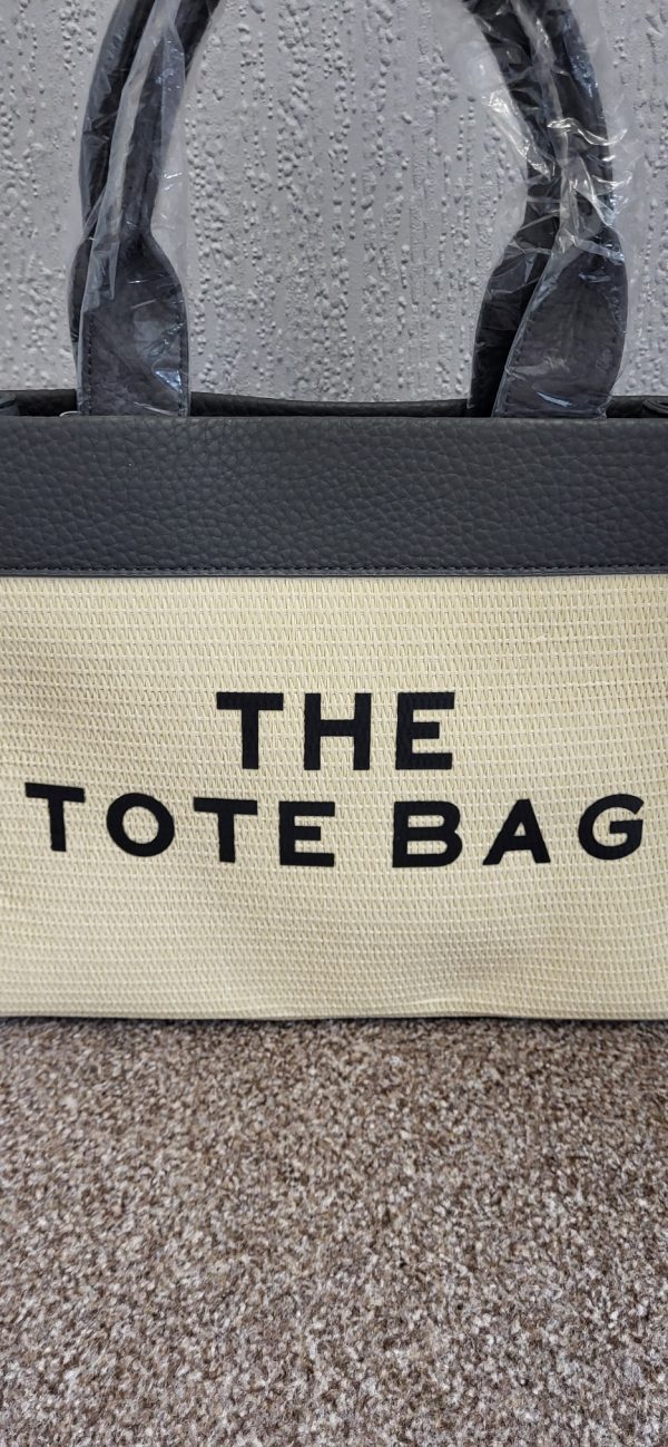 New Ladies Grey Beige The Tote Bag - Image 3