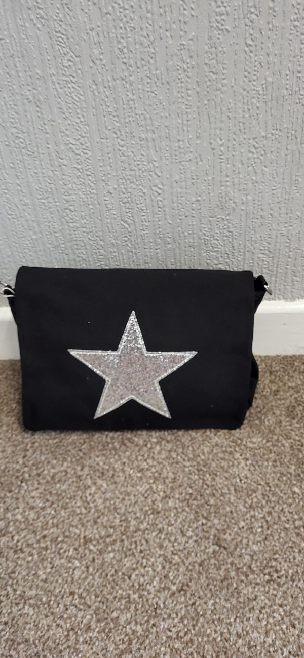 Black with Silver Crossbody Star Bag - Image 3