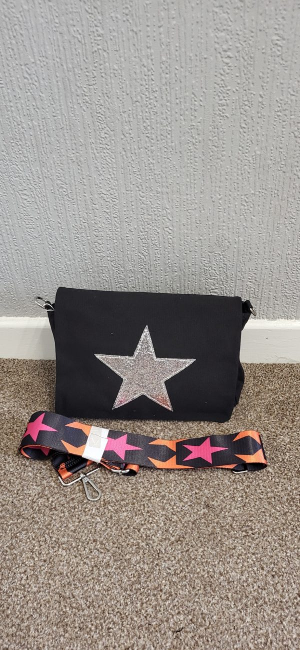 Black with Silver Crossbody Star Bag - Image 4