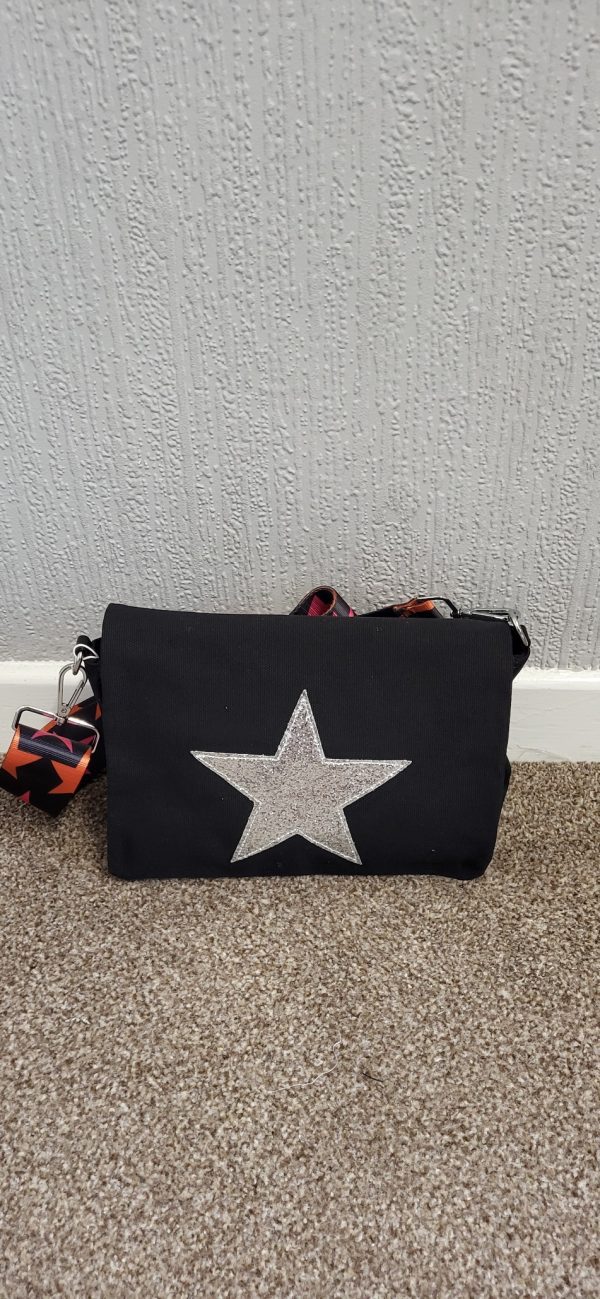 Black with Silver Crossbody Star Bag - Image 8