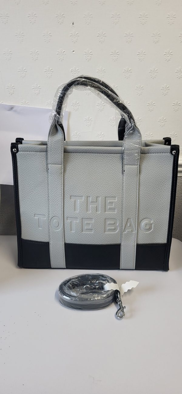 Grey with Black Large Size The Tote Bag - Image 4