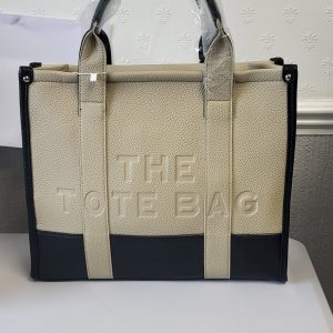 Beige with Black Large The Tote Bag