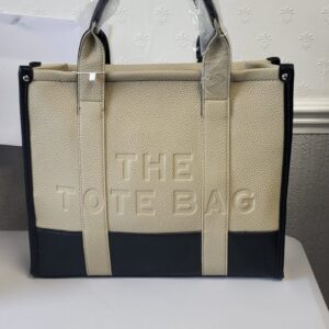 Beige with Black Large The Tote Bag