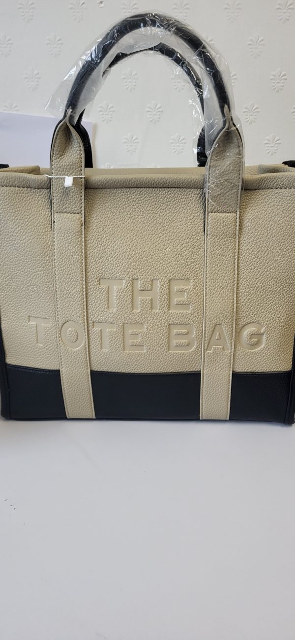 Beige with Black Large The Tote Bag - Image 3