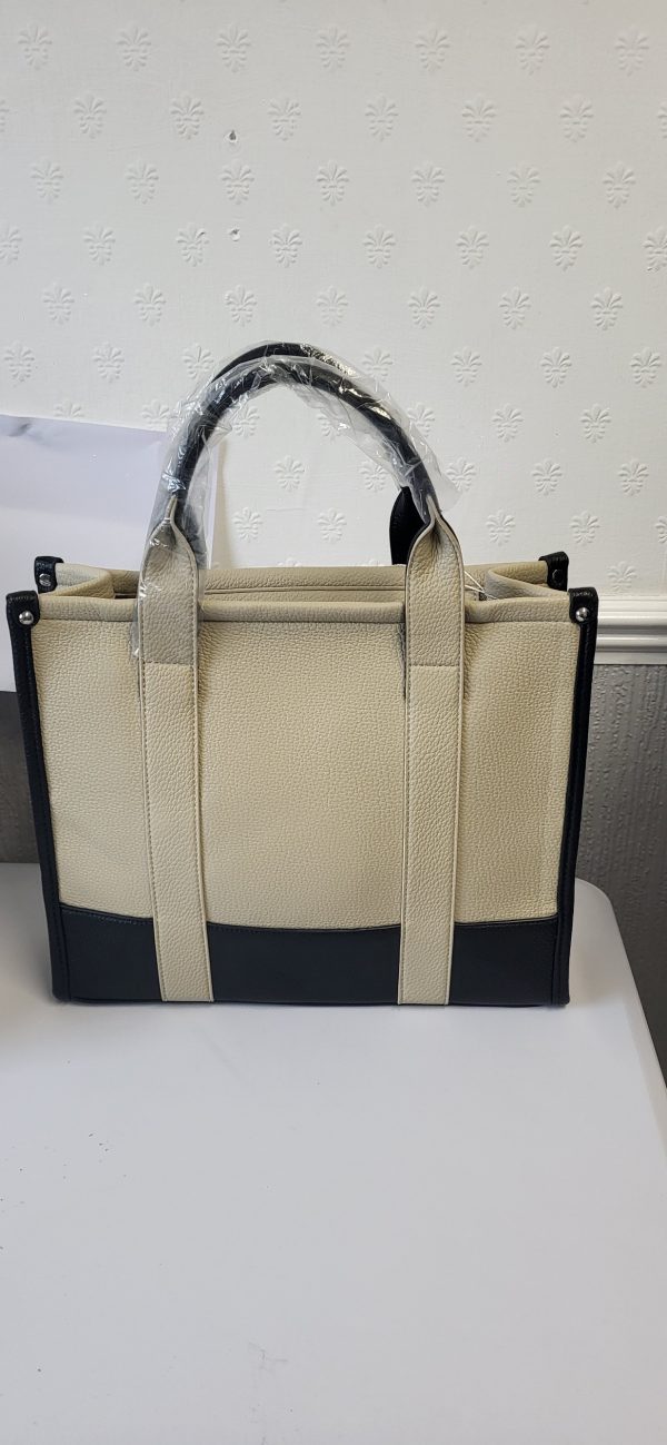 Beige with Black Large The Tote Bag - Image 6