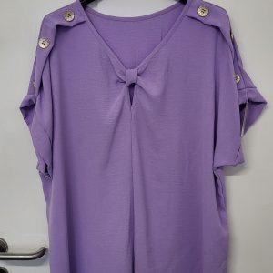 New Ladies Lilac V Neck Knott Top One Size fits sizes 16 18 20 22