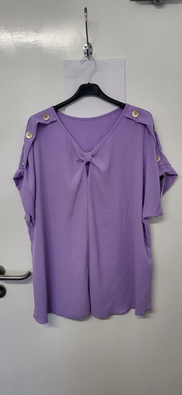 New Ladies Lilac V Neck Knott Top One Size fits sizes 16 18 20 22