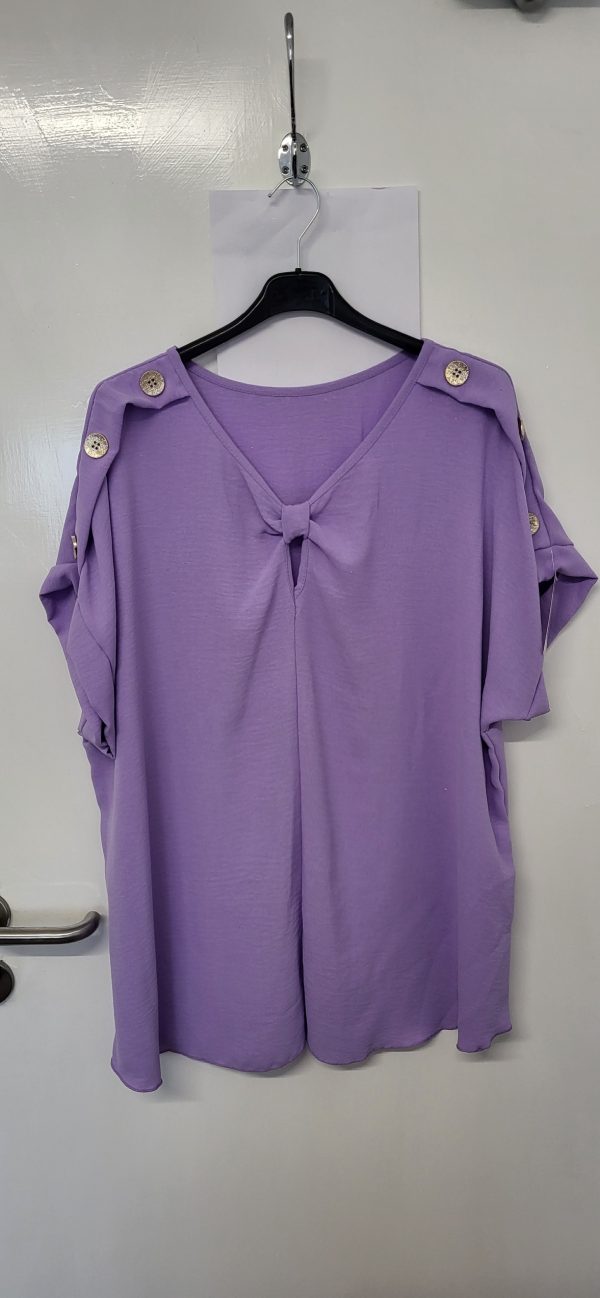 New Ladies Lilac V Neck Knott Top One Size fits sizes 16 18 20 22 - Image 2