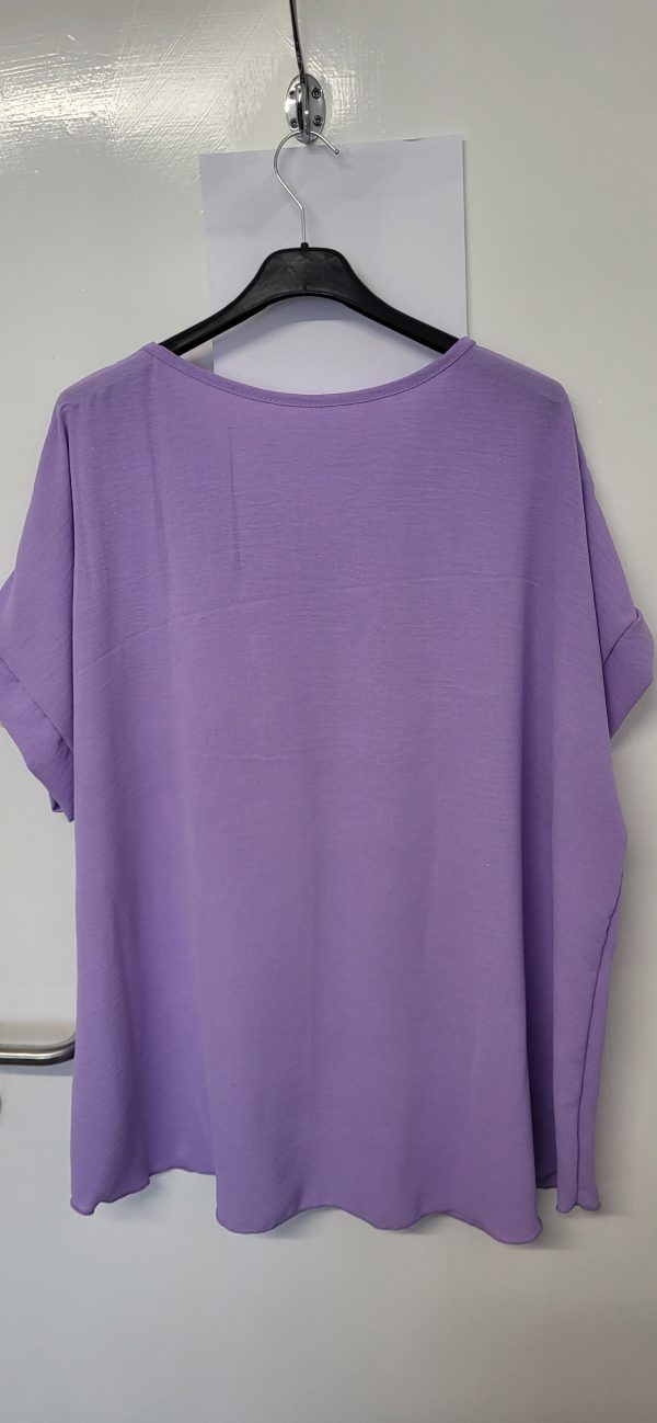 New Ladies Lilac V Neck Knott Top One Size fits sizes 16 18 20 22 - Image 5