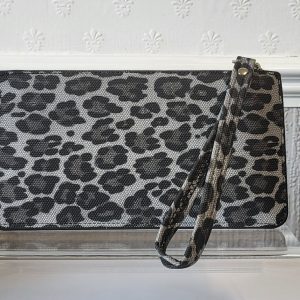 Wristlet Purse Leopard Print Black