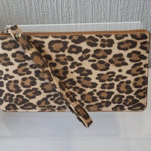 Wristlet Purse Leopard Print Brown
