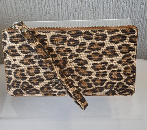 Wristlet Purse Leopard Print Brown