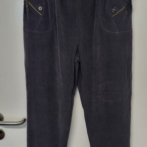 Cherry Berry Grey Full Length Cord Velvet Feel Trousers Size T5 UK 16
