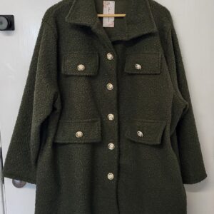 New Ladies Khaki Green Gold Button Shacket One Size fits sizes 18 20 22