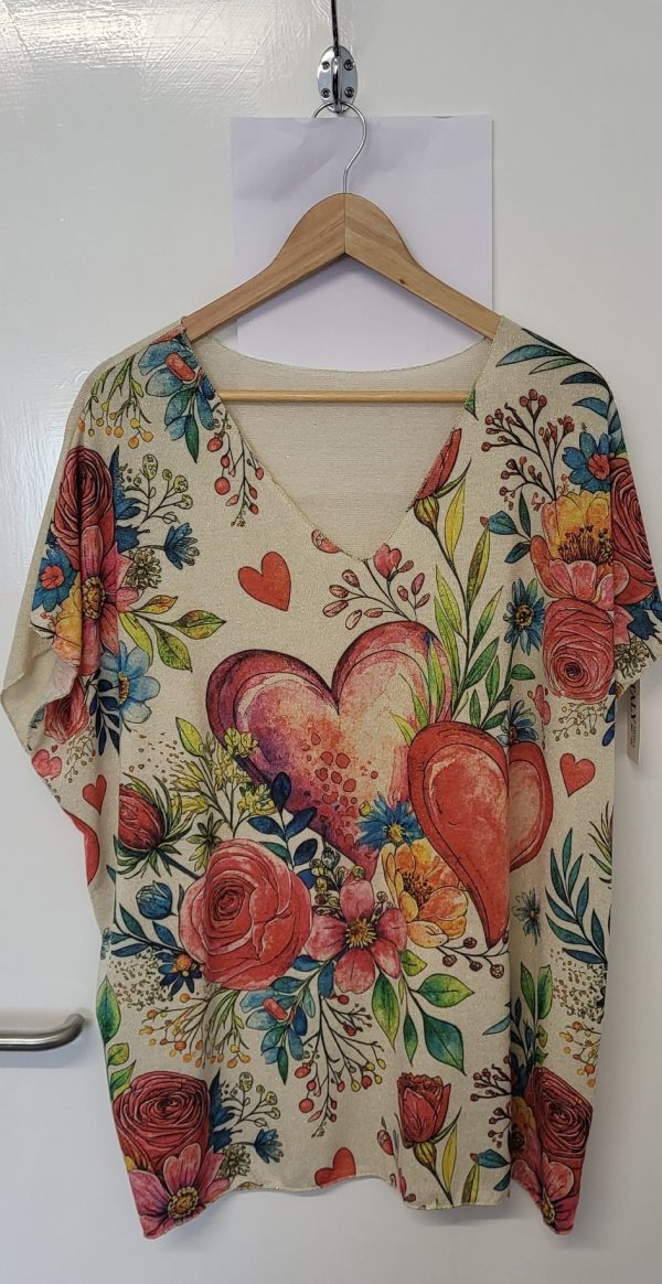 New Ladies Heart V Neck Lightweight Jumper Top One Size fits sizes 18 20 22 - Image 6