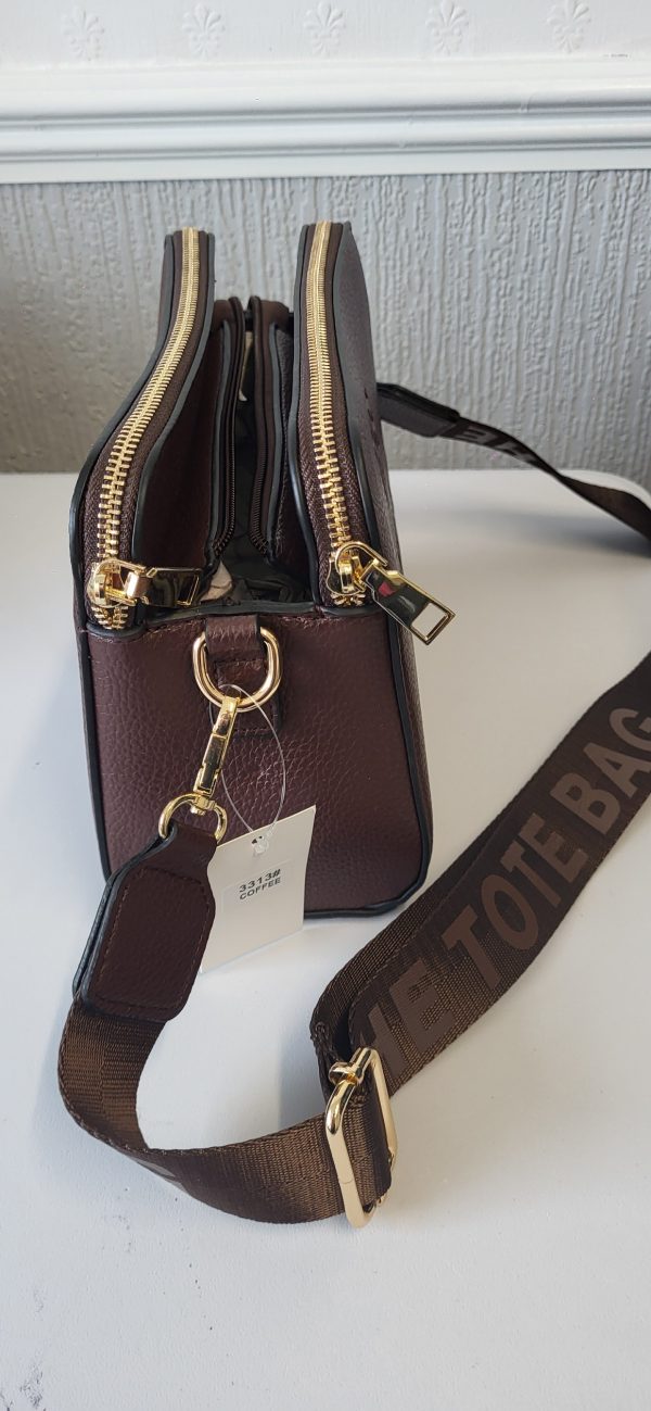 Coffee BrownTriple Compartment Tote Bag New Ladies - Image 5