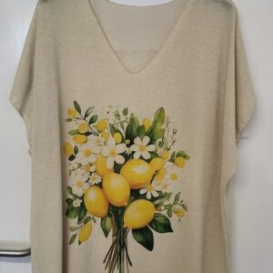 New Ladies Lemons V Neck Lightweight Jumper Top One Size fits sizes 18 20 22