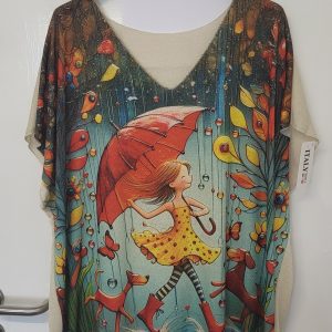 New Ladies Umbrella V Neck Lightweight Jumper Top One Size fits sizes 18 20 22