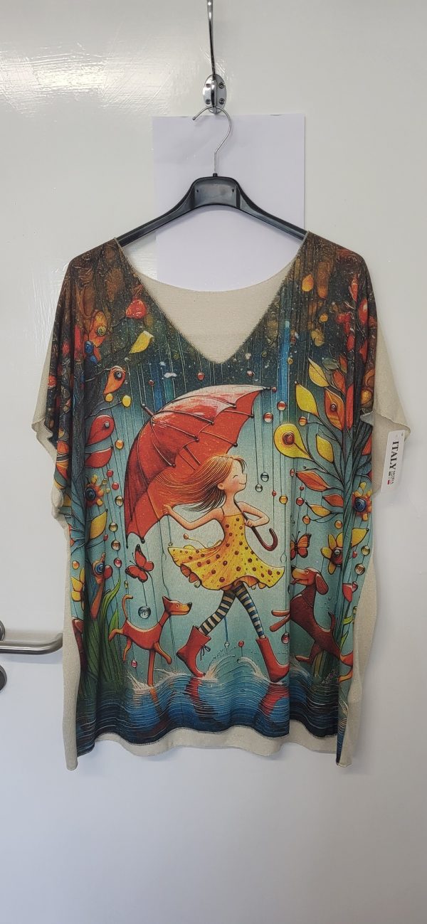 New Ladies Umbrella V Neck Lightweight Jumper Top One Size fits sizes 18 20 22