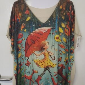 New Ladies Umbrella V Neck Lightweight Jumper Top One Size fits sizes 18 20 22