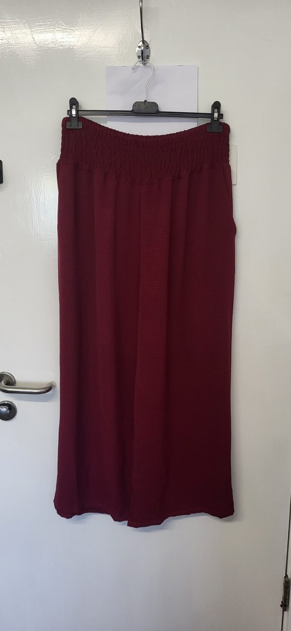 New Ladies Burgundy Palazzo Wide Leg Trousers One size fits sizes 16 18 20 22