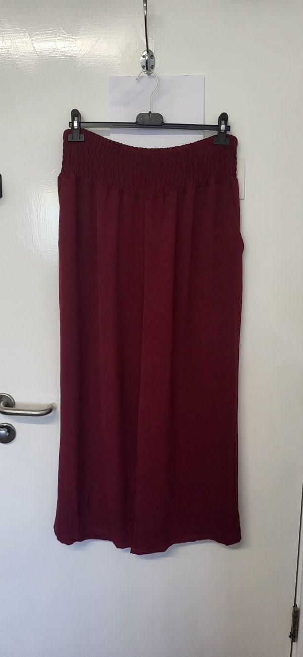New Ladies Burgundy Palazzo Wide Leg Trousers One size fits sizes 16 18 20 22 - Image 2