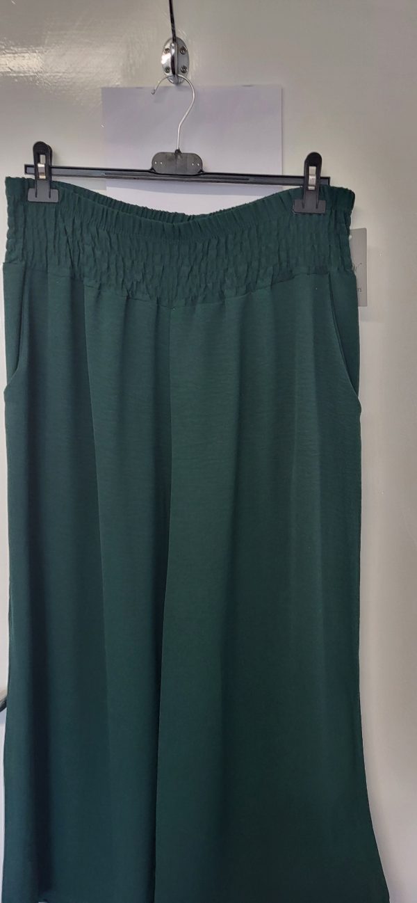 New Ladies Bottle Green Palazzo Wide Leg Trousers One size fits sizes 16 18 20 22 NON RETURNABLE - Image 3