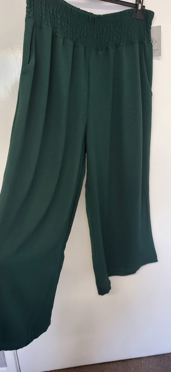 New Ladies Bottle Green Palazzo Wide Leg Trousers One size fits sizes 16 18 20 22 NON RETURNABLE - Image 4