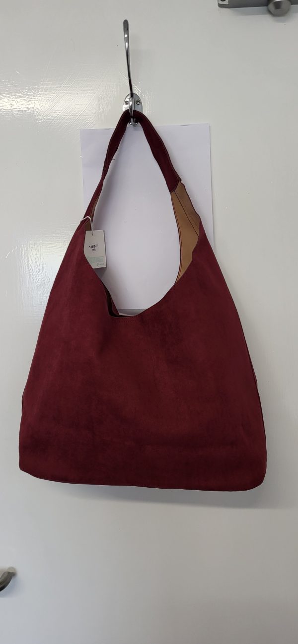 Wine Burgundy Faux Suede Effect Hobo Bag in a Bag New NON RETURNABLE - Image 6