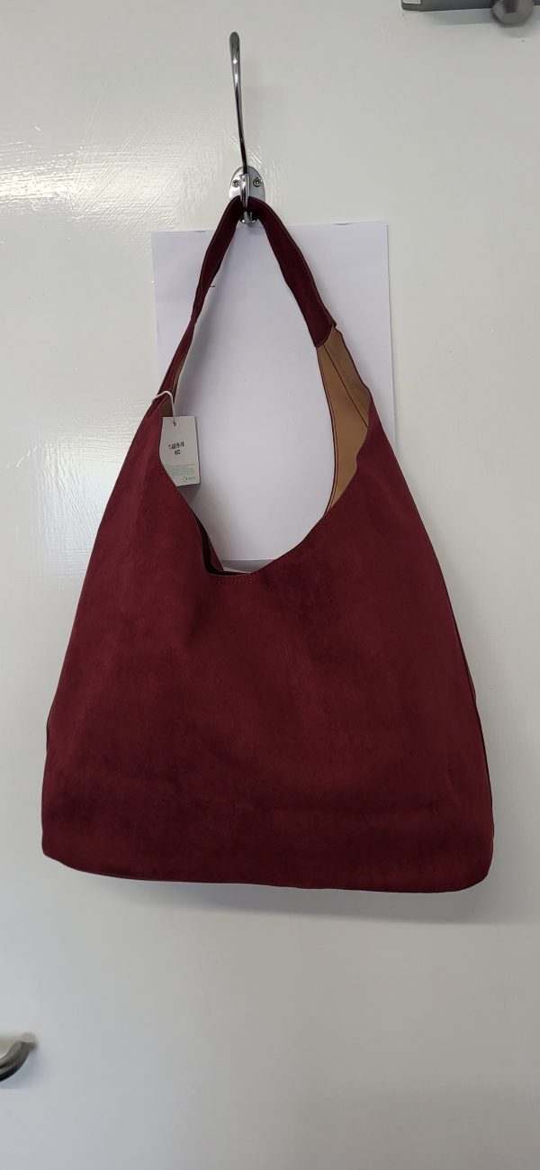 Wine Burgundy Faux Suede Effect Hobo Bag in a Bag New NON RETURNABLE - Image 5