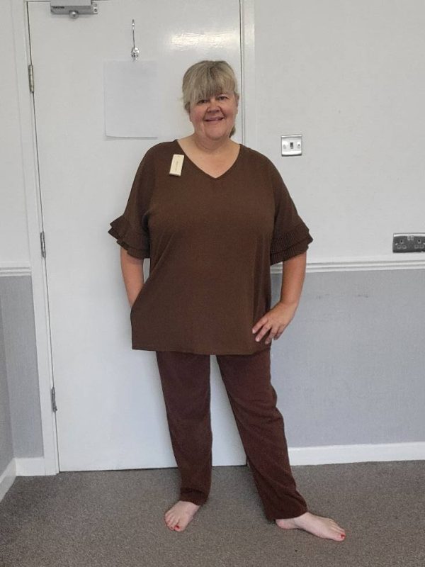 Cherry Berry Full Length Cord Velvet Feel Trousers Size T6 UK 18 - Image 9
