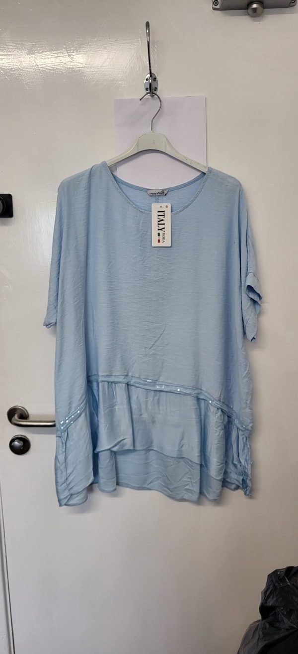 New Ladies Light Blue Tunic Top One Size fits sizes 16 18 20 22 - Image 4