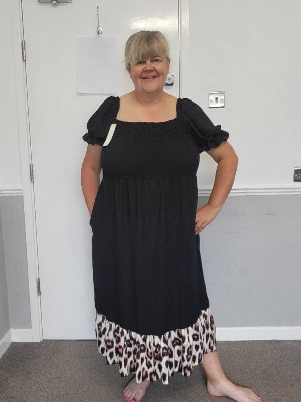 New Black Animal Print Dress Full Length One Size fits sizes 16 18 20 22 - Image 8