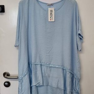 New Ladies Light Blue Tunic Top One Size fits sizes 16 18 20 22