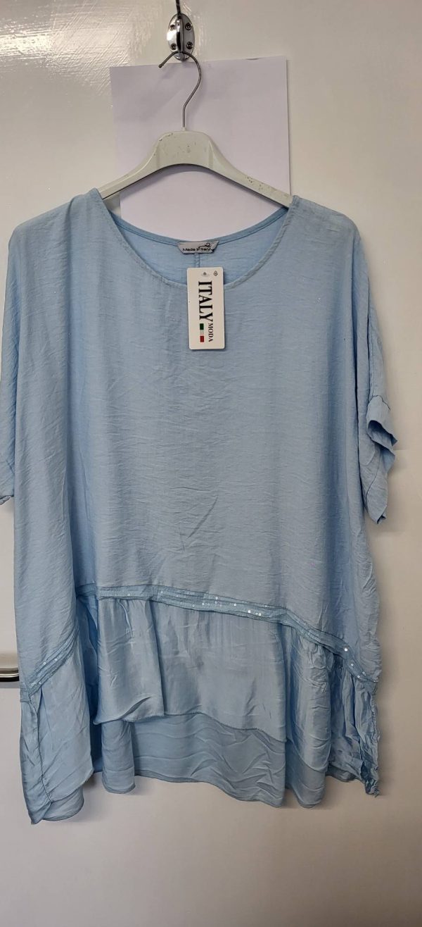 New Ladies Light Blue Tunic Top One Size fits sizes 16 18 20 22 - Image 3