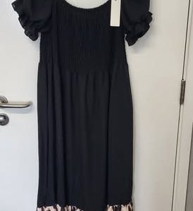 New Black Animal Print Dress Full Length One Size fits sizes 16 18 20 22 NON RETURNABLE